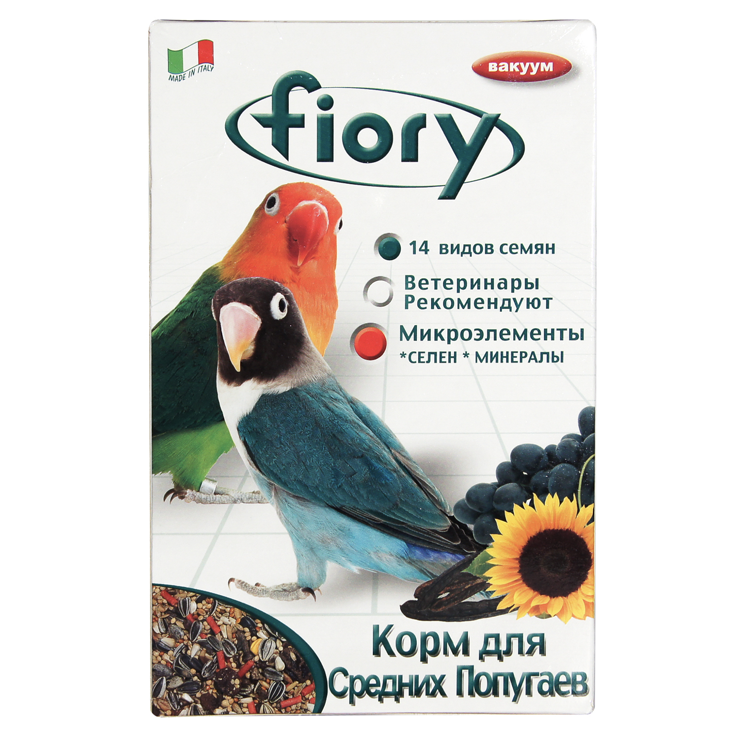 Fiory Parrocchetti Africa корм для средних попугаев (Злаковое ассорти, 800 г.)