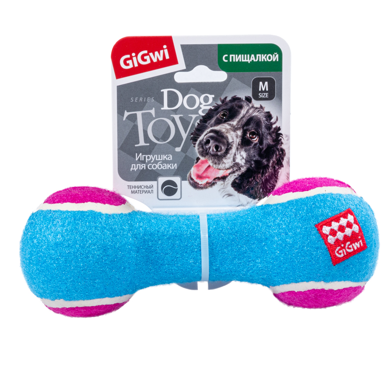 GiGwi Dog Toys игрушка для собак гантель с пищалкой (18 см., Голубая)