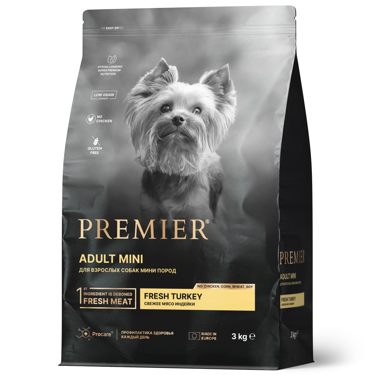 Premier Dog Adult Mini сухой корм для взрослых собак мини пород (Индейка, 3 кг.)