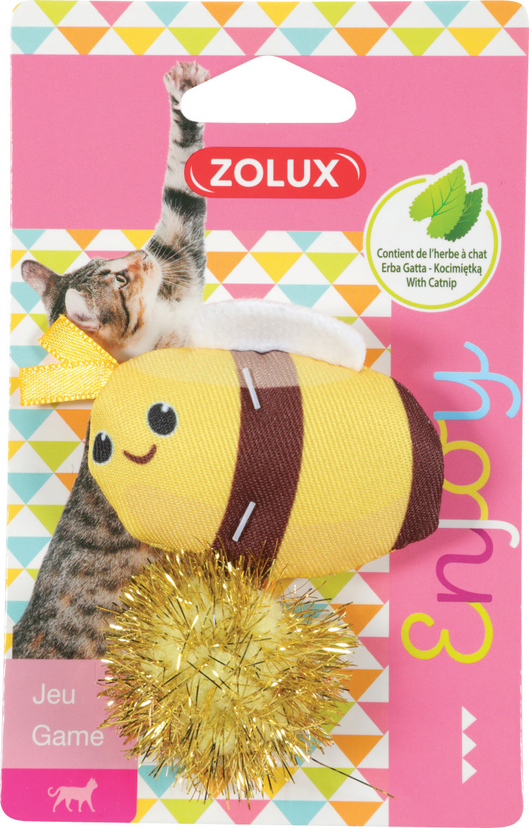 Zolux игрушка для кошек с кошачьей мятой счастливая пчела (8 см.)