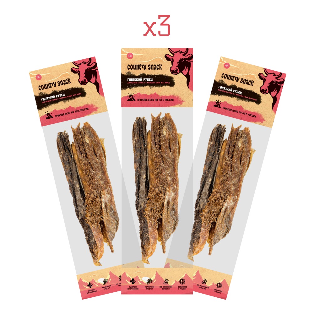 Country snack лакомство "Говяжий рубец" для собак (упаковка 40 г. х 3 шт.)