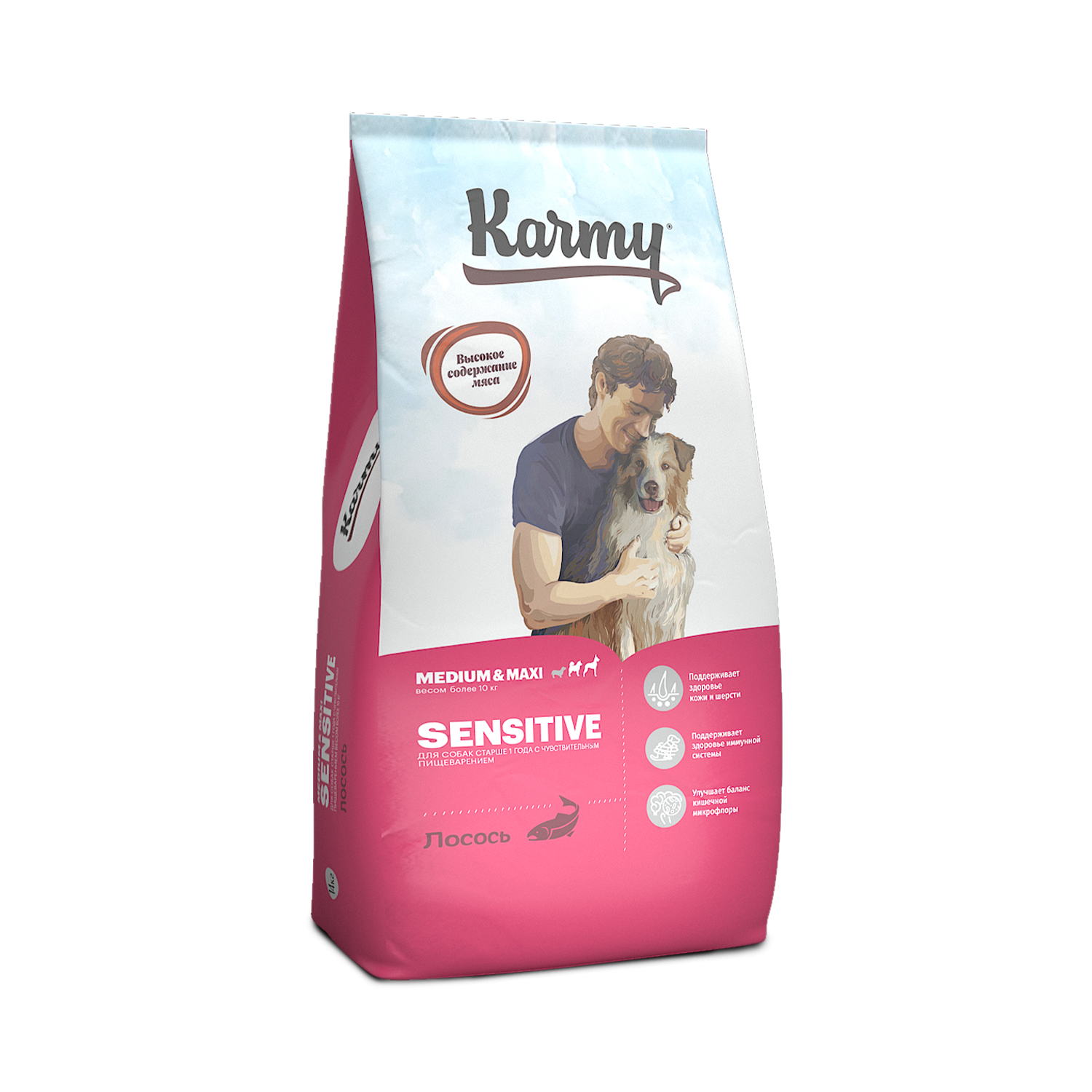 Karmy Sensitive Medium&Maxi корм для собак средних и крупных пород с чувствительным пищеварением (Лосось, 14 кг.)
