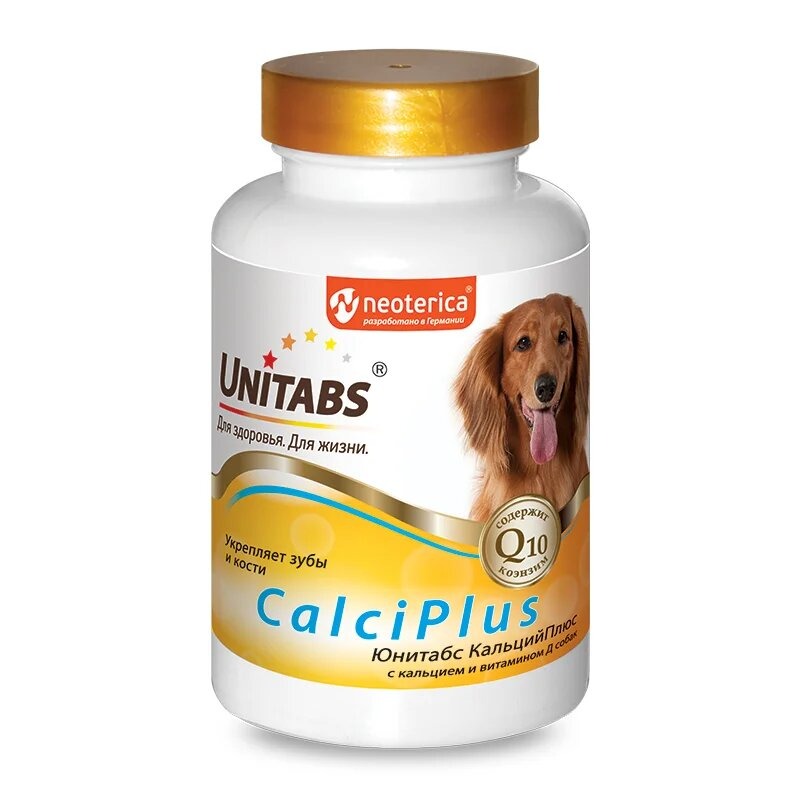 Unitabs витамины CalciPlus с Q10 для собак (100 таб.)