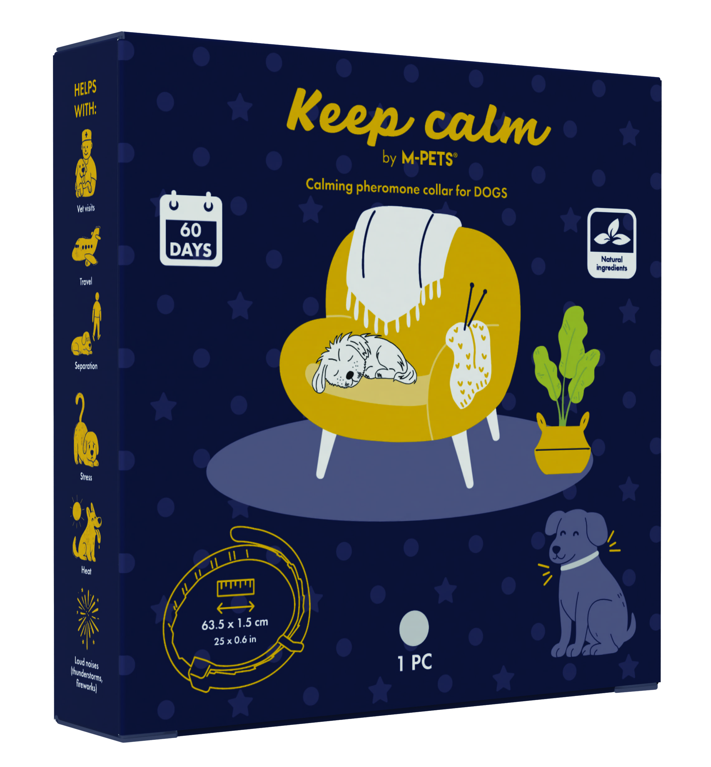 M-Pets Keep calm ошейник успокаивающий с феромонами для собак (38 см., Серый)