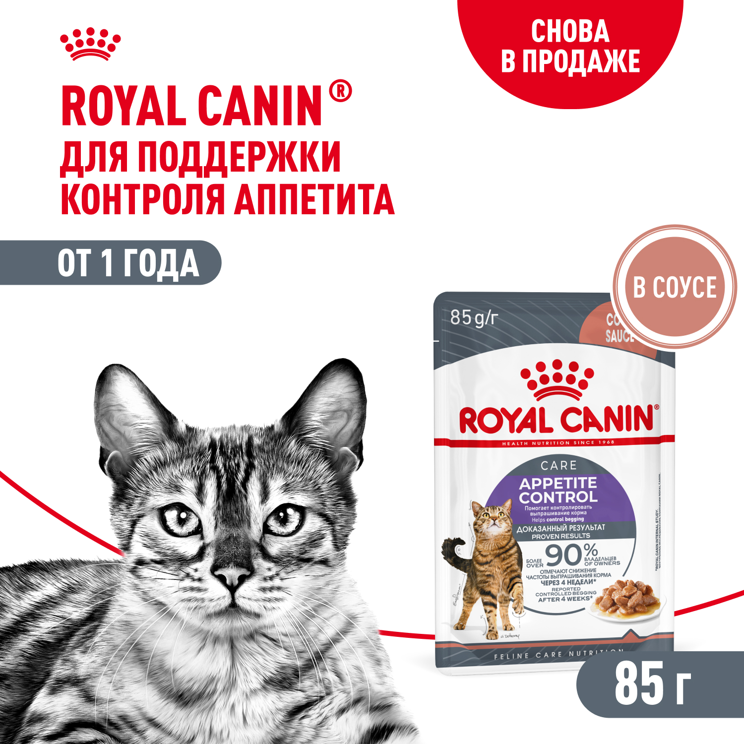 Royal Canin Appetite Control Care пауч для кошек, склонных к выпрашиванию еды (в соусе) (Птица, 85 г.)