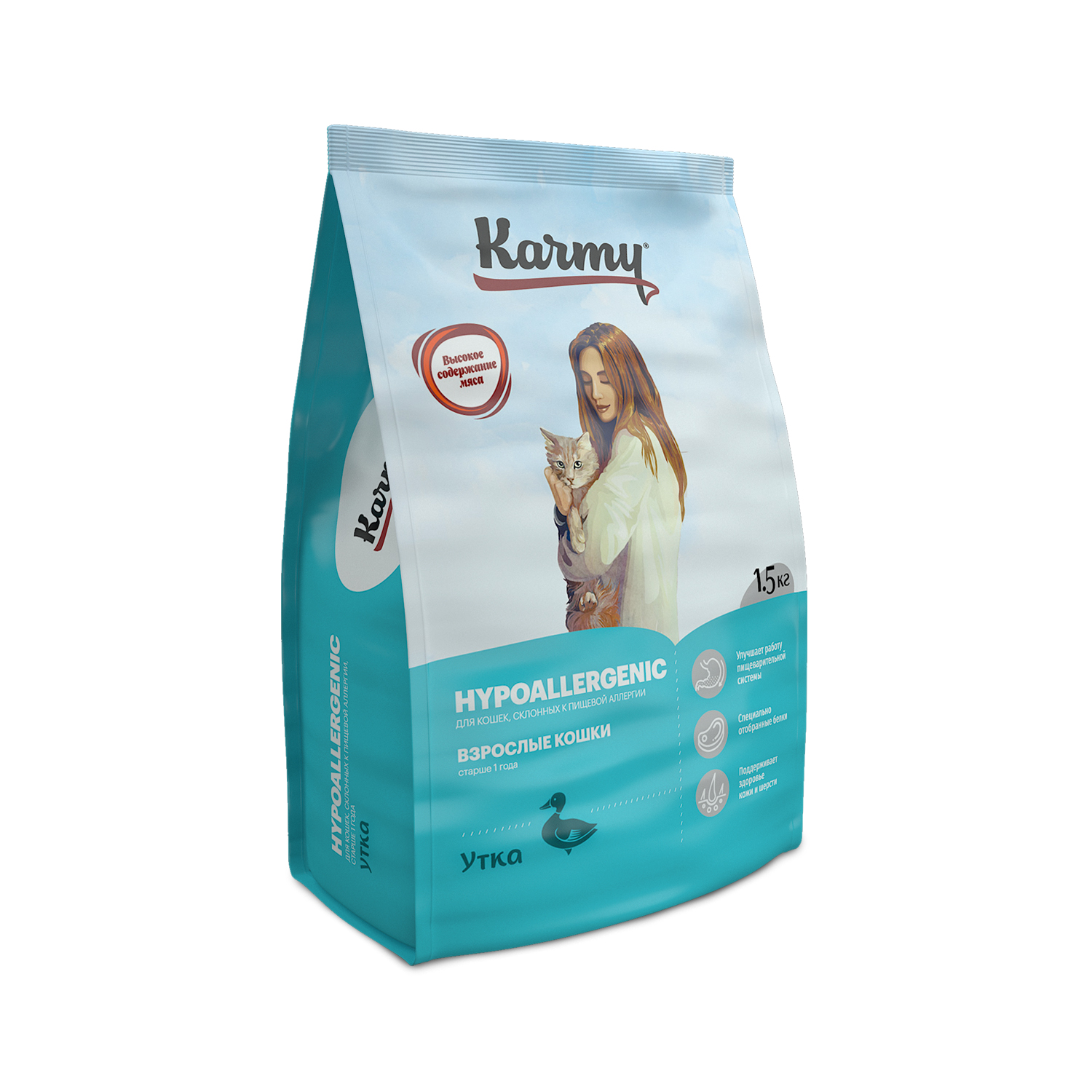 Karmy Hypoallergenic сухой корм для кошек, склонных к пищевой аллергии (Утка, 1,5 кг.)