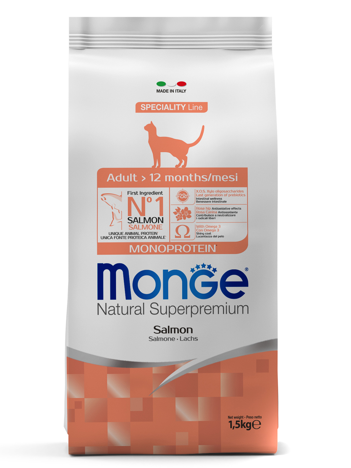 Monge Cat Adult корм для взрослых кошек (Лосось, 1,5 кг.)