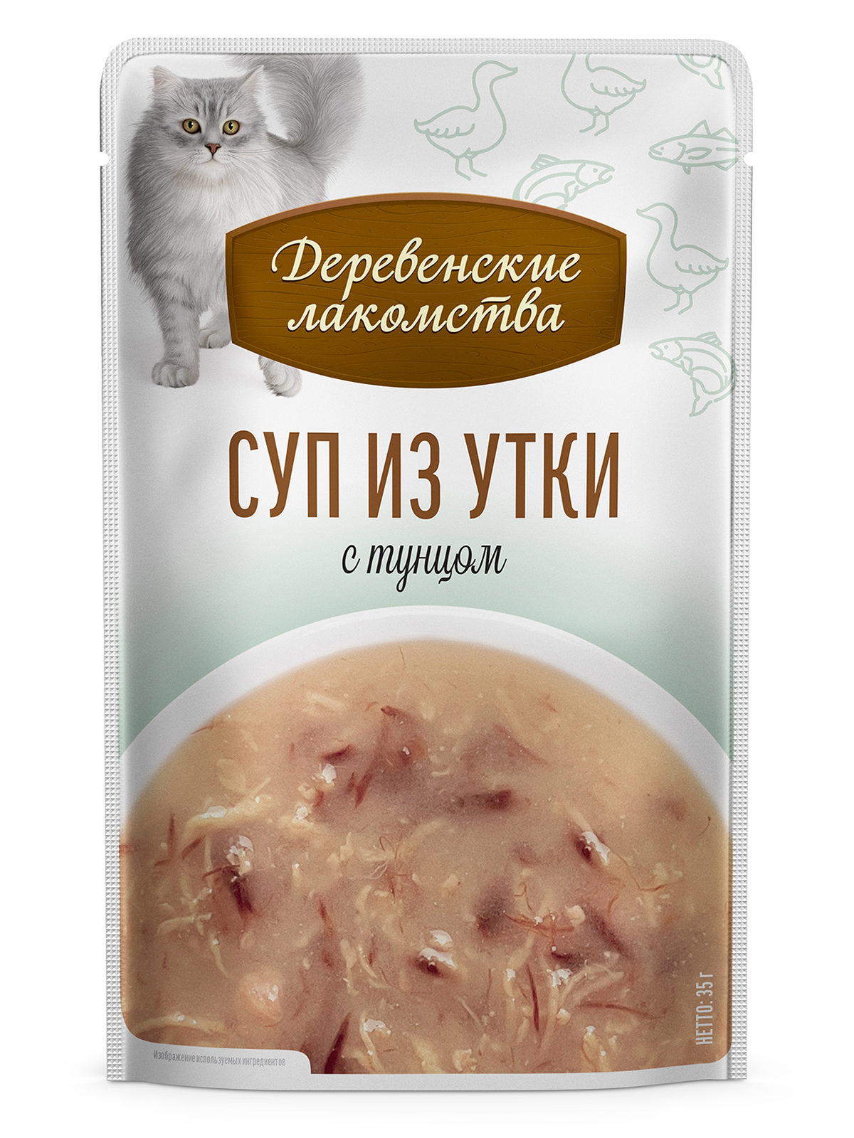 Деревенские лакомства Суп лакомство для кошек (Утка с тунцом, 35 г. * 4 шт.)