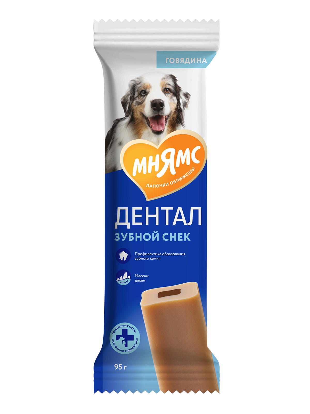 Лакомство для собак Мнямс Dental Зубной снек с говядиной, 95 г