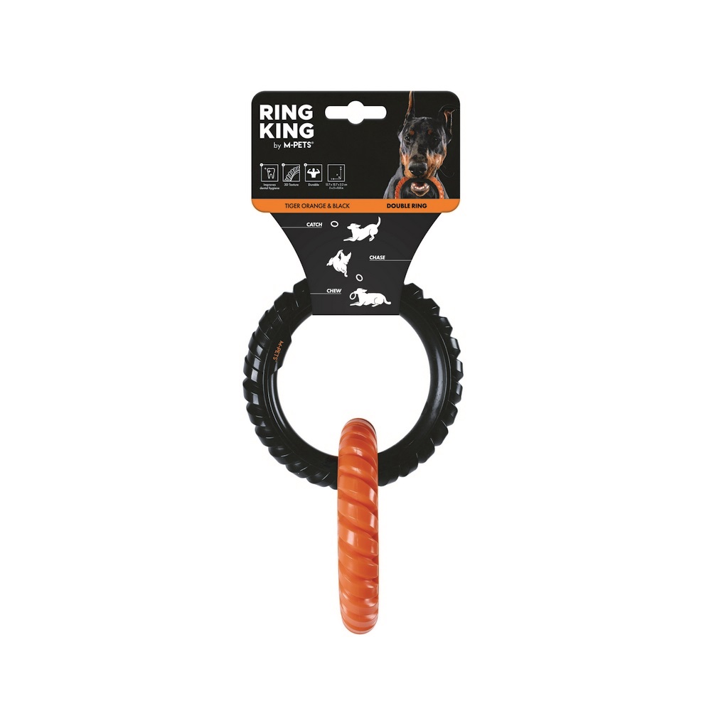 M-Pets Ring King игрушка для собак кольцо двойное (20 см., Черно-оранжевый)