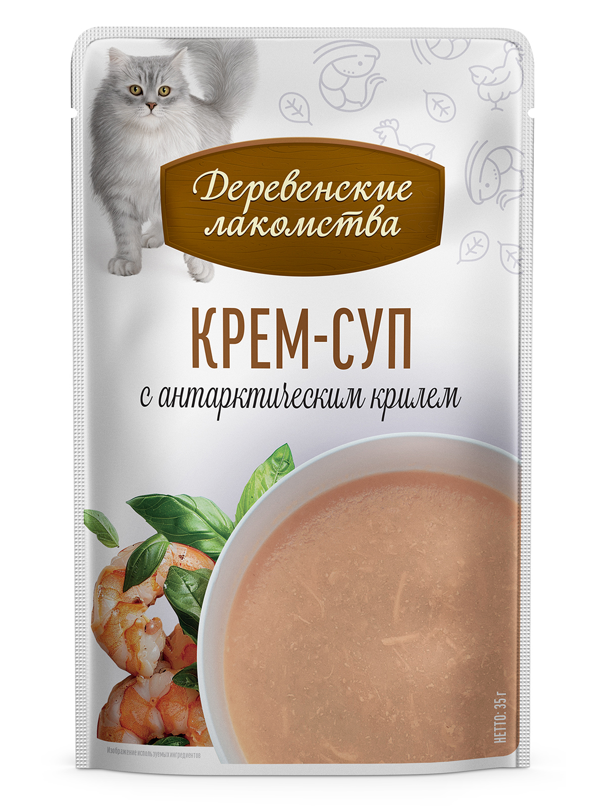 Деревенские лакомства Крем-суп лакомство для кошек (Антарктический криль, 35 г. * 4 шт.)