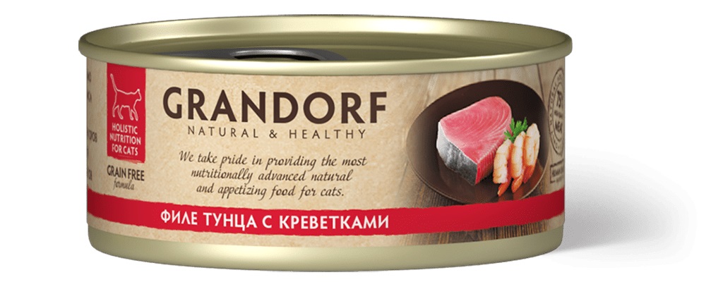 Grandorf консервы для кошек (Тунец и креветки, 70 г.)