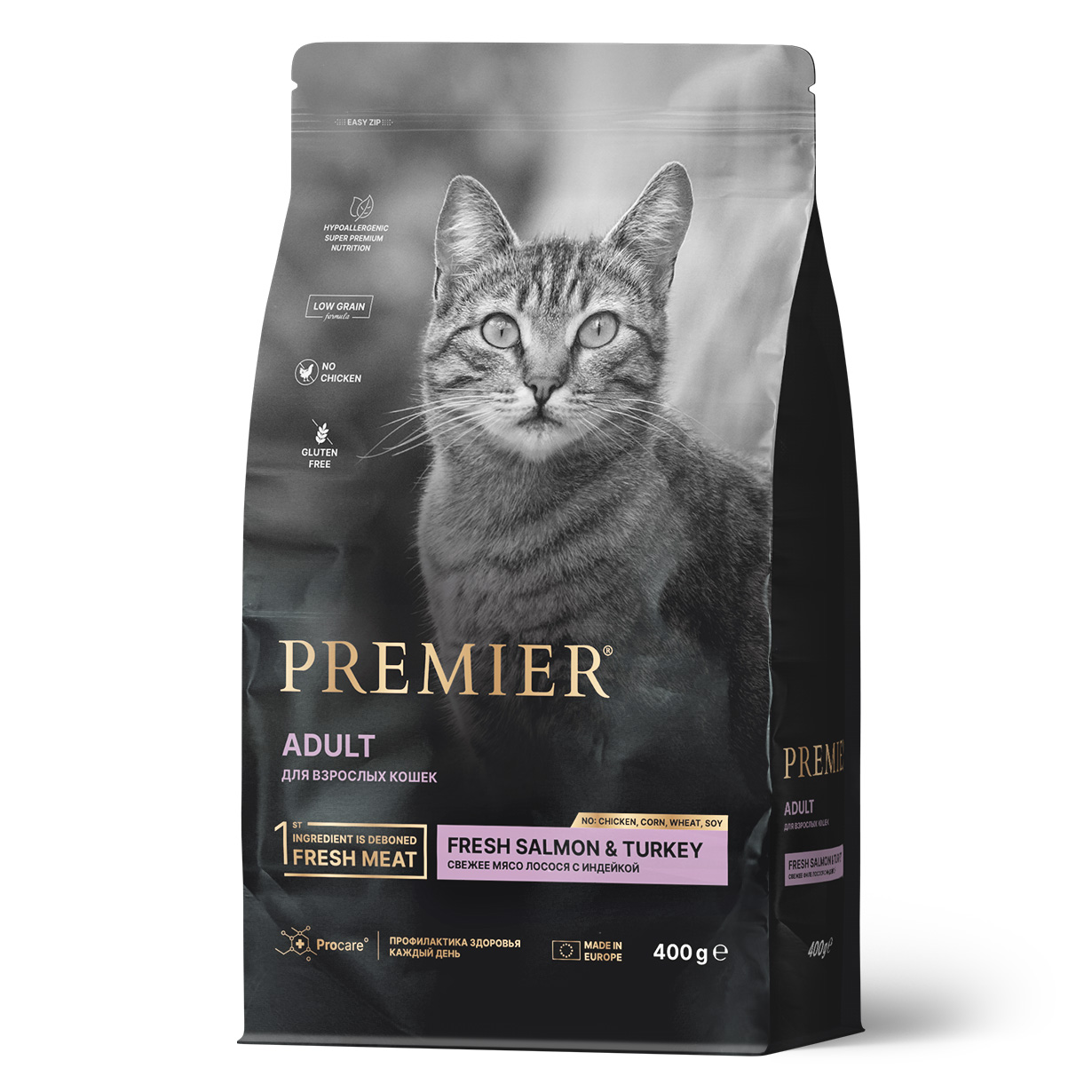 Premier Cat Adult сухой корм для взрослых кошек (Лосось и индейка, 400 г.)