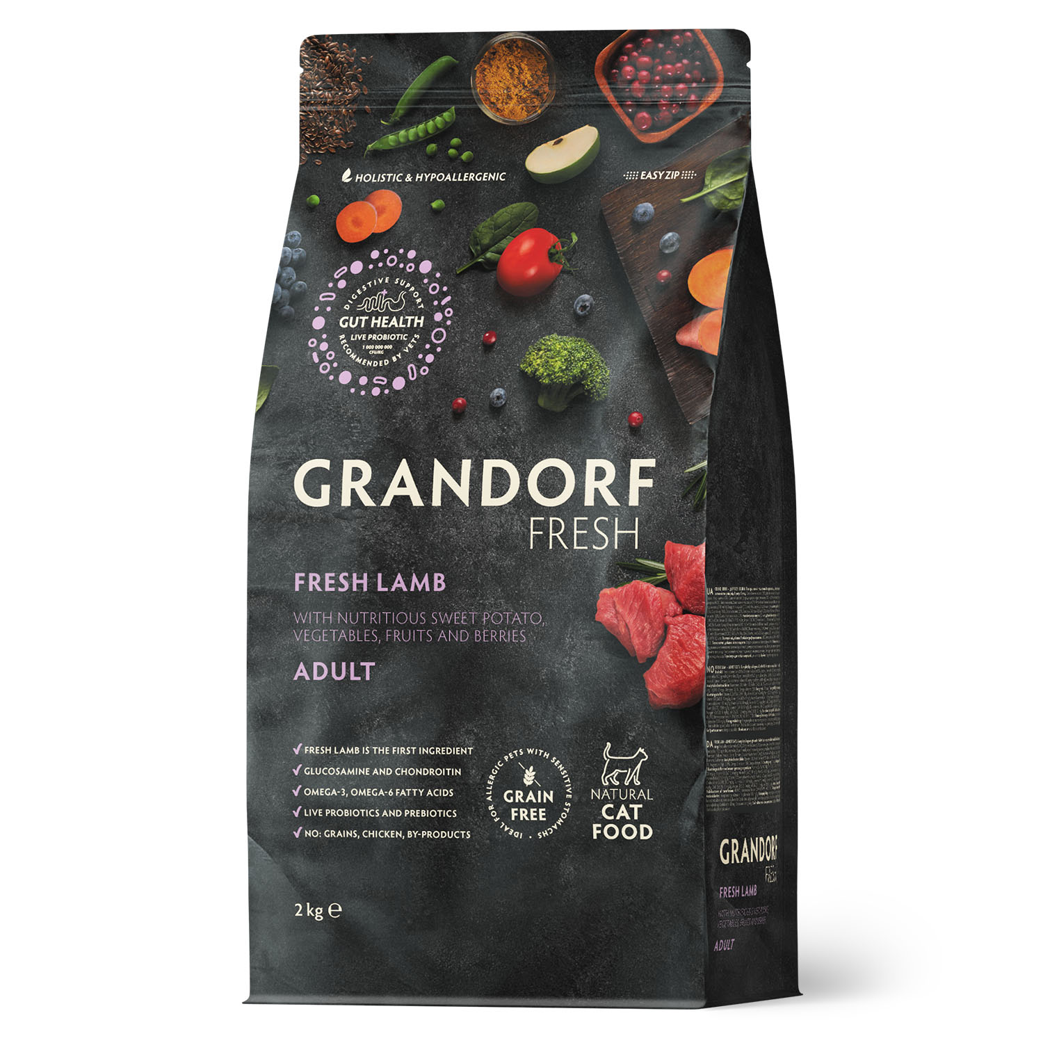 Grandorf Fresh Cat беззерновой корм для взрослых кошек (Ягненок с бататом, 2 кг.)