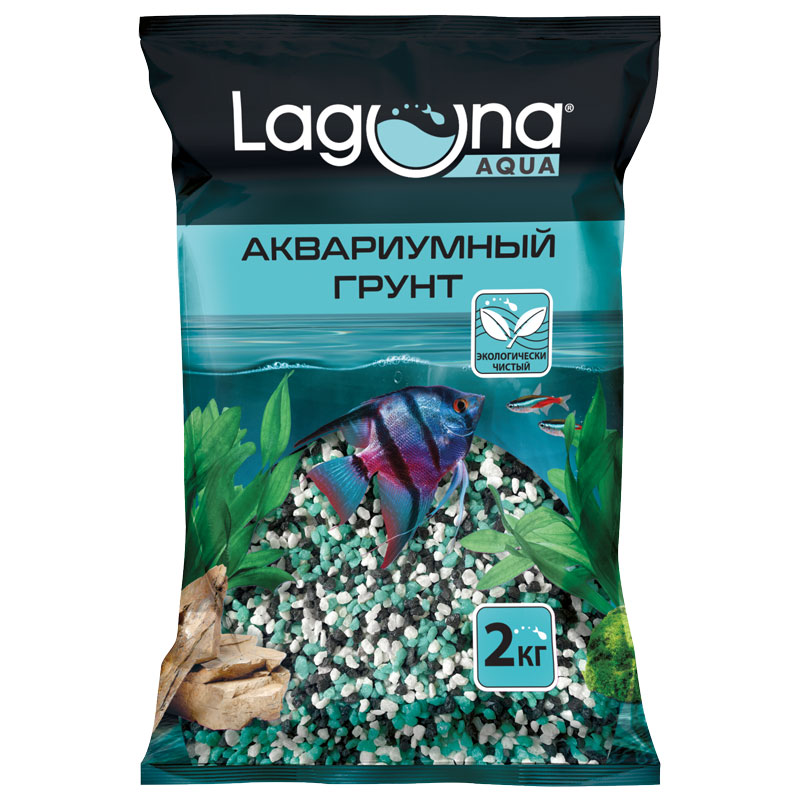 Laguna грунт мраморная крошка окрашенная Лагуна белая, бирюзовая, чёрная (2 кг., 2-5 мм.)
