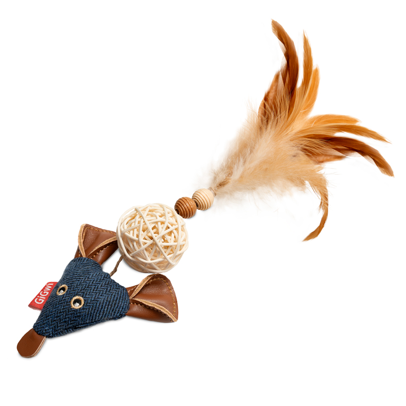 GiGwi Catch & Scratch Eco игрушка для кошек Мышка с плетеным шариком