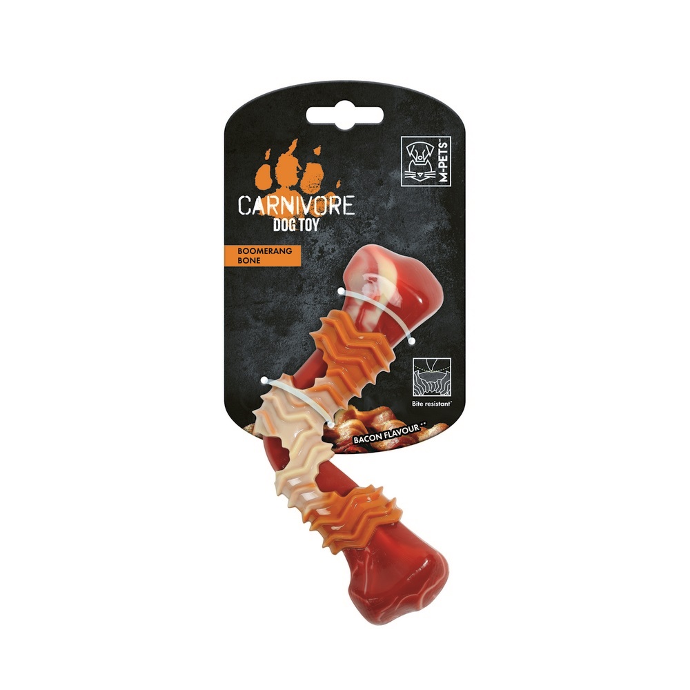 M-Pets Carnivore игрушка для собак кость бумеранг (вкус бекона) (17,8 см., Красный)