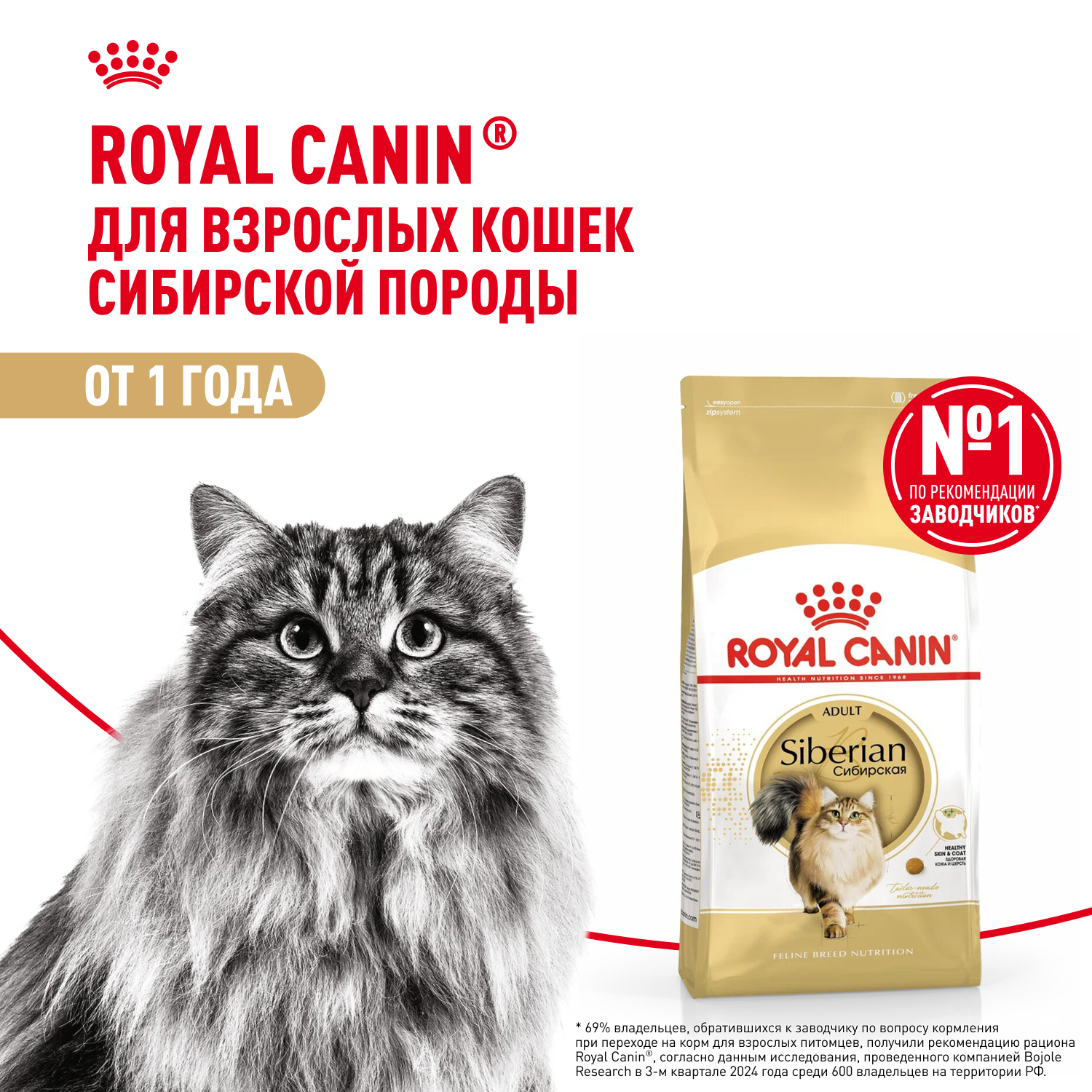 Корм сухой для взрослых кошек породы Сибирская от 12 месяцев, Siberian Adult