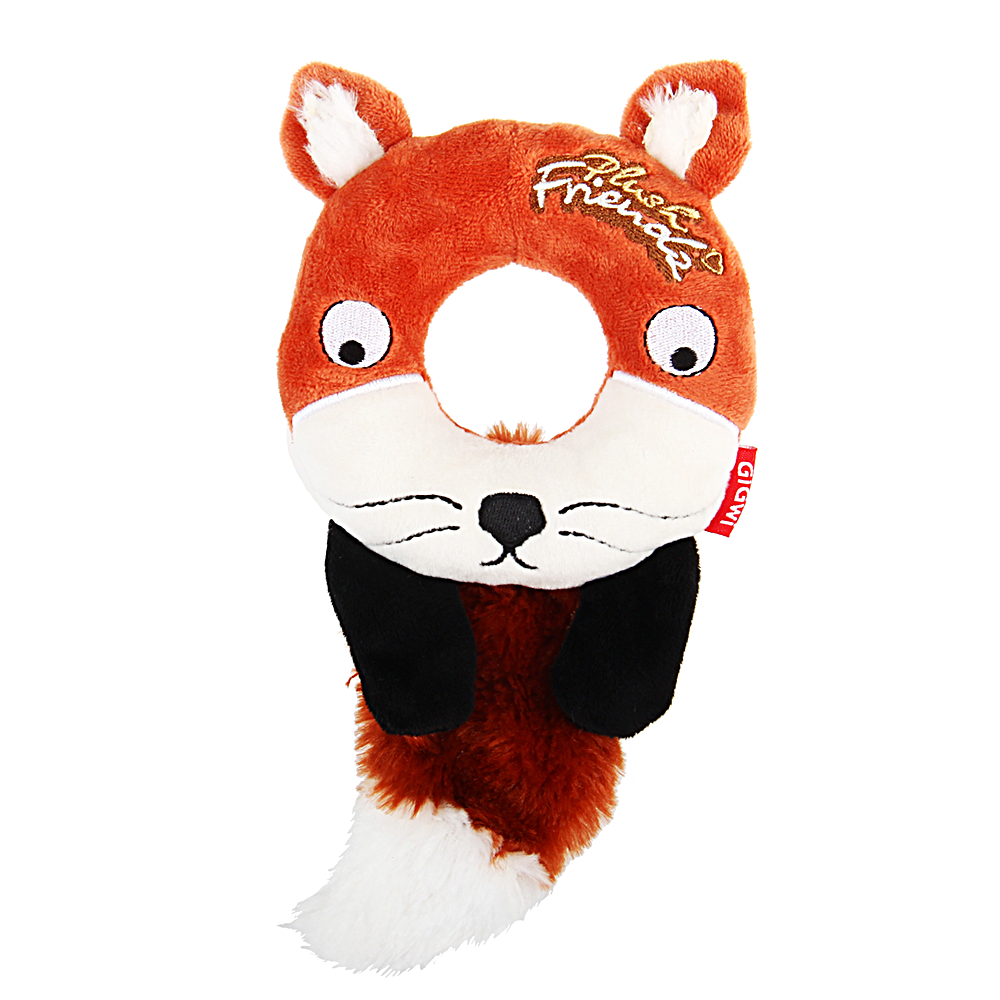 Gigwi Plush Friendz мягкая игрушка для собак Лиса-кольцо с пищалкой