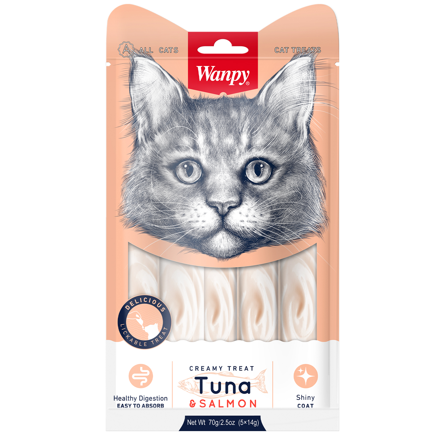 Wanpy Cat Лакомство для кошек Нежное пюре (Тунец и лосось, 70 г.)