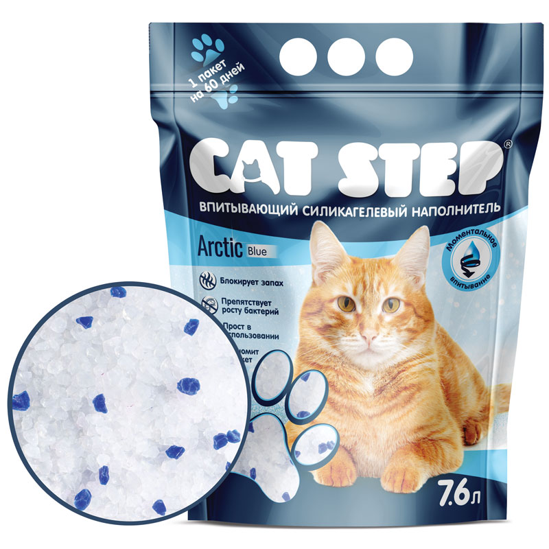 

Cat Step Arctic Blue наполнитель силикагелевый впитывающий (1,6 кг., 3,8 л.)