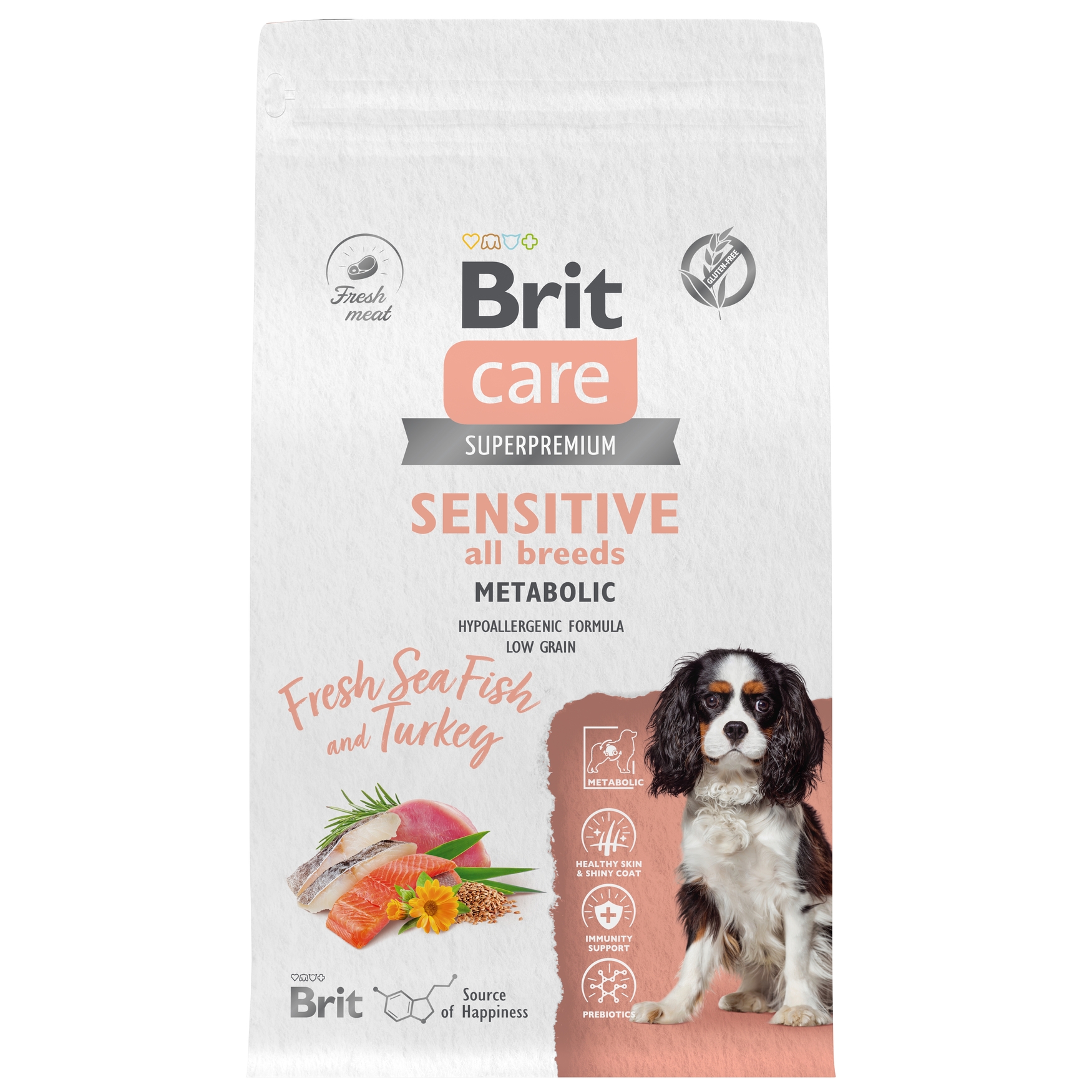 Brit Care Dog Adult Sensitive Metabolic корм для взрослых собак для улучшения обмена веществ (Морская рыба и индейка, 3 кг.)