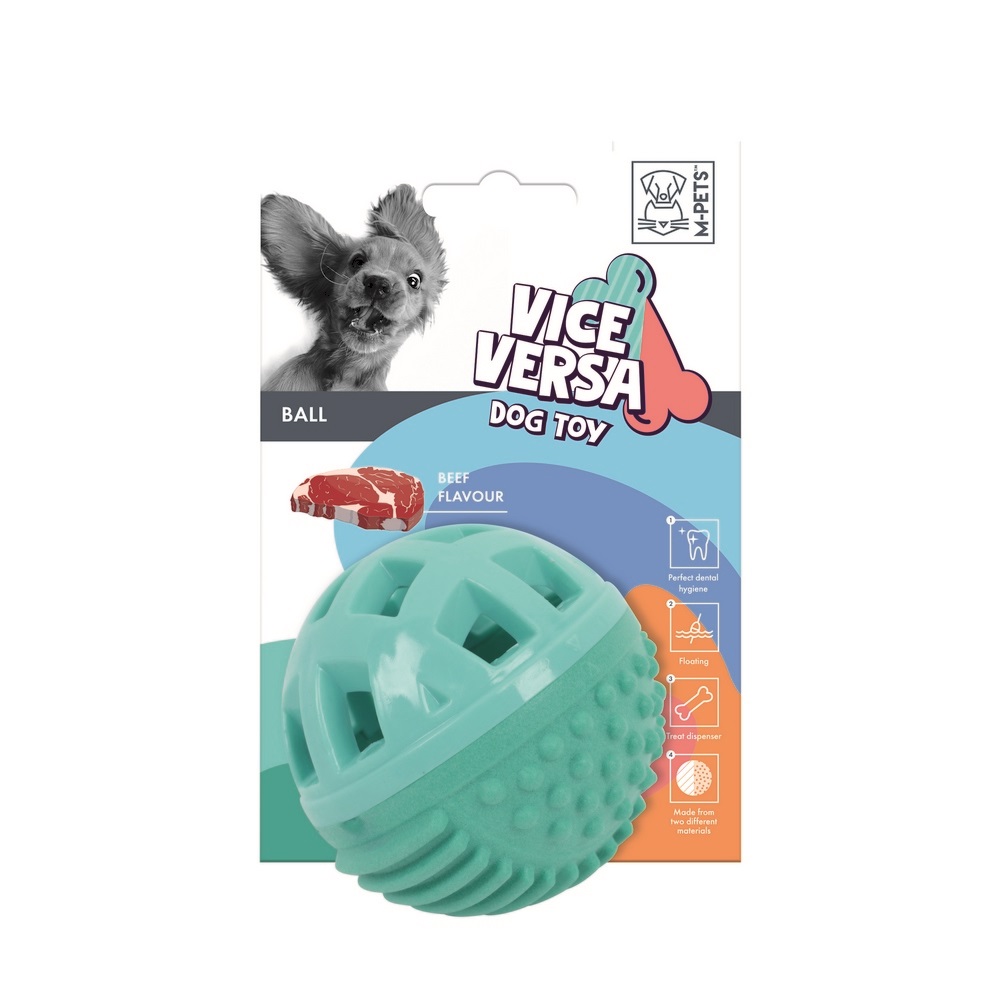 M-Pets Vice Versa игрушка для собак мяч с запахом говядины (8 см., Голубой)