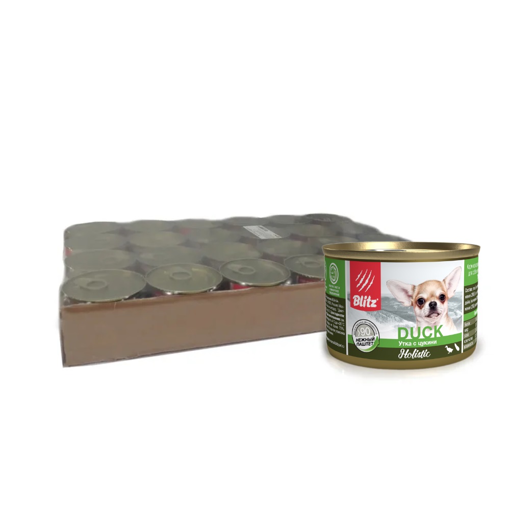 Blitz Sensitive консервы для собак мелких пород (Утка и цукини, 200 г. упаковка 24 шт)