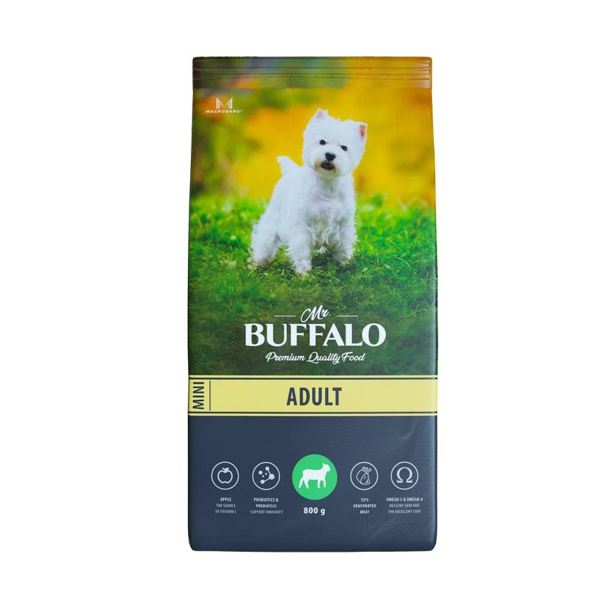 

Mr.Buffalo Adult mini сухой корм для взрослых собак миниатюрных пород (Ягненок, 800 г.)