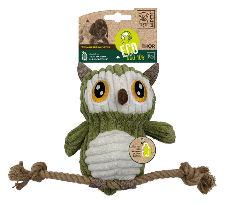 M-Pets Eco игрушка мягкая для собак сова с канатом (30 см.)