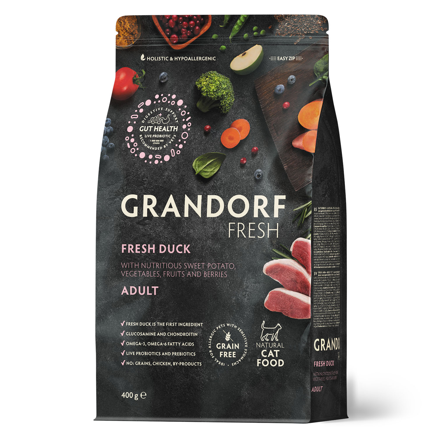 Grandorf Fresh Cat беззерновой корм для взрослых кошек (Утка с бататом, 400 г.)