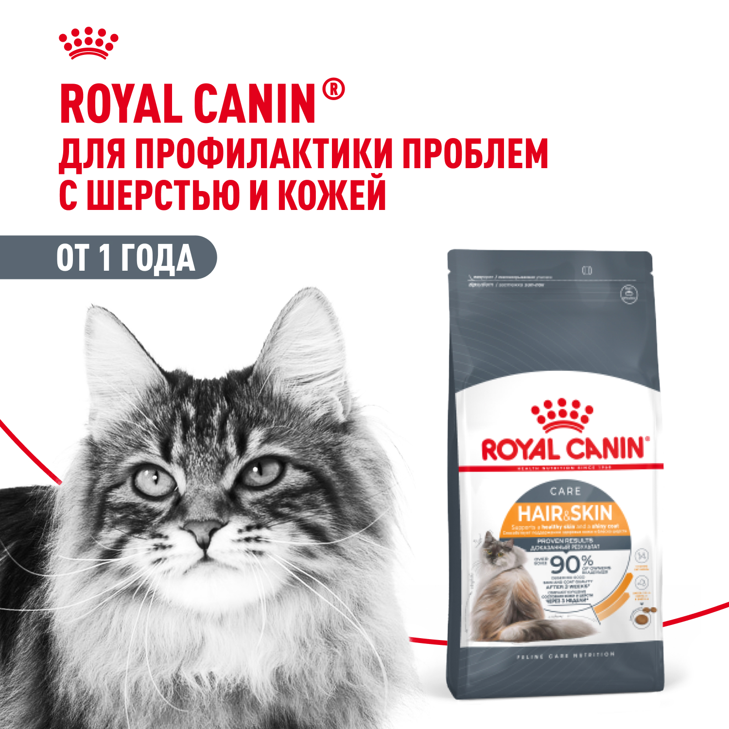 Royal Canin Hair & Skin Care для поддержания здоровья кожи и шерсти кошек (Птица, 2 кг.)