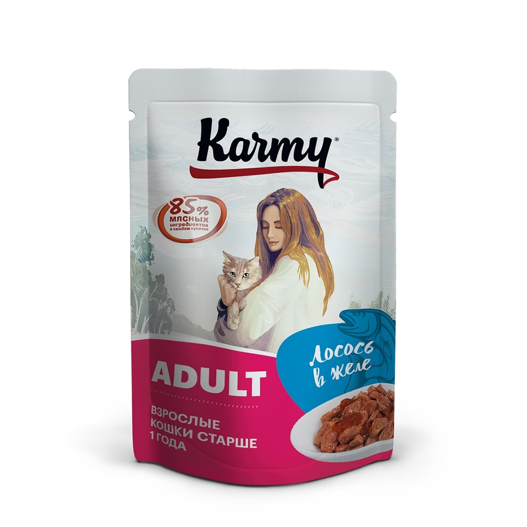 

Karmy Adult пауч для взрослых кошек (кусочки в желе) (Лосось, 80 г.)