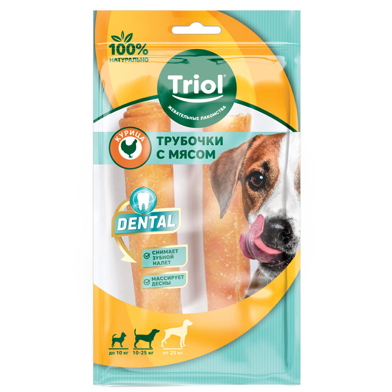 Triol Dental лакомство для собак трубочки жевательные (Курица, 2 х 35 г.)