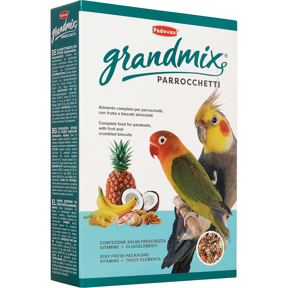 Padovan Grandmix Parrocchetti корм для средних попугаев (Злаковое ассорти, 850 г.)