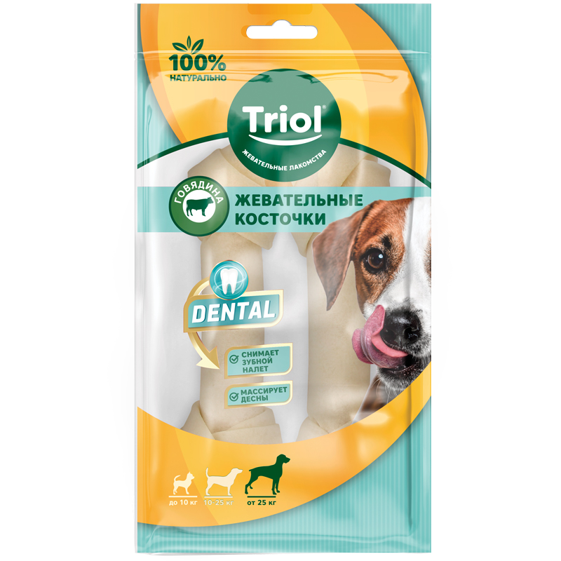 Triol Dental лакомства для собак кость жевательная узловая белые (Говядина, 2 х 50 -55 г.)