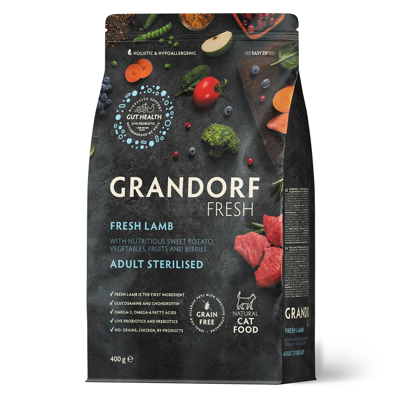 Grandorf Fresh Cat Sterilised беззерновой корм для стерилизованных кошек (Ягненок с бататом, 400 г.)
