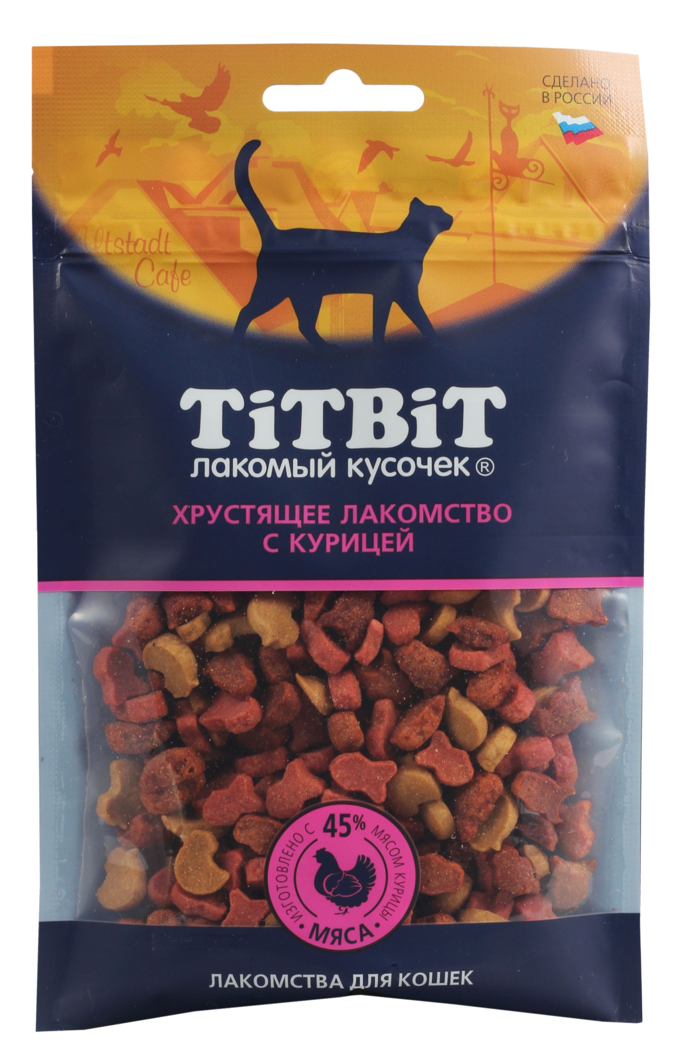 TiTBiT лакомство хрустящее для кошек (Курица, 60 г.)