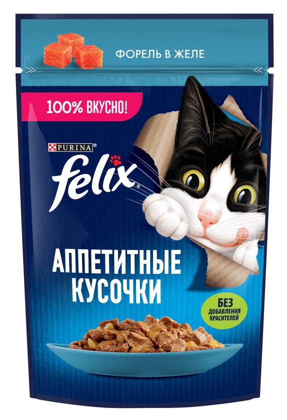 

Felix Аппетитные кусочки пауч для кошек (кусочки в желе) (Форель, 75 г.)