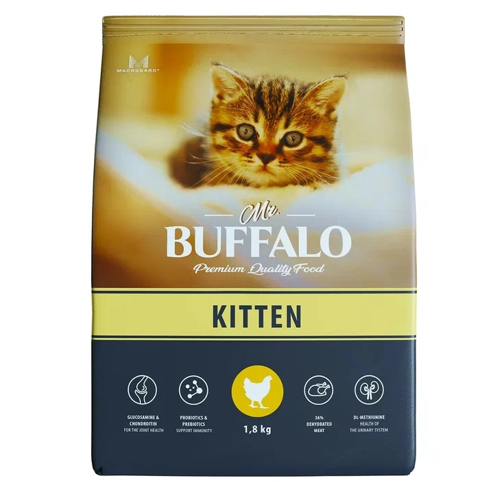 

Mr.Buffalo Kitten сухой корм для котят (Курица, 1,8 кг.)