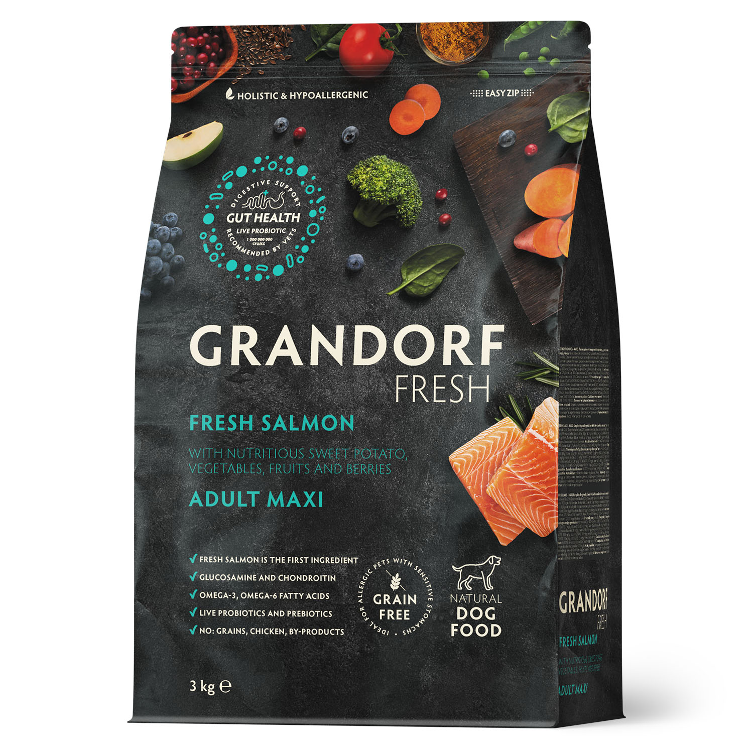 Grandorf Fresh Dog Adult Maxi беззерновой корм для взрослых собак крупных пород (Лосось с бататом, 3 кг.)