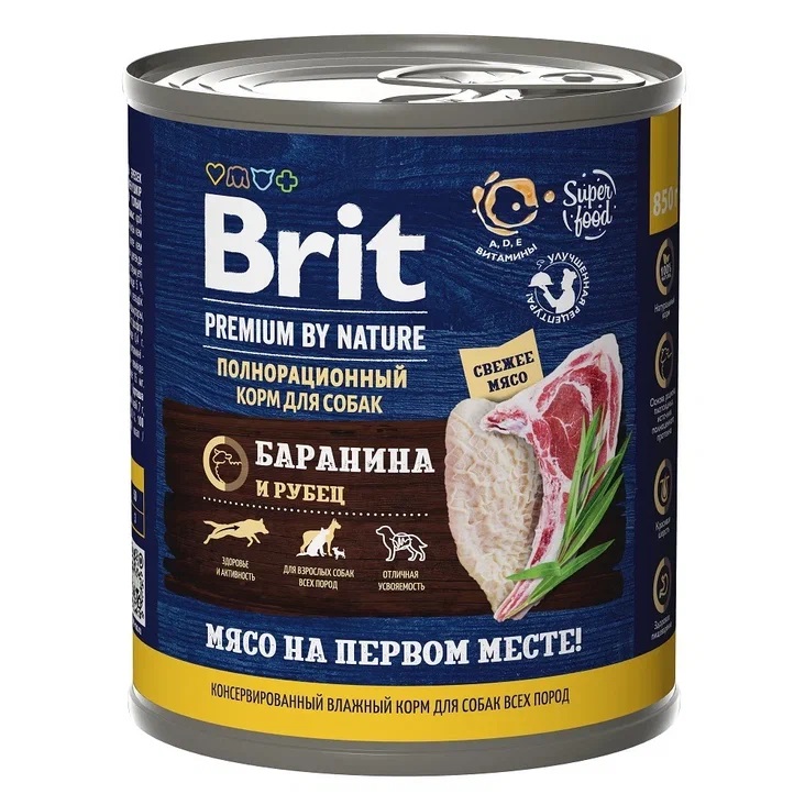 

Brit Premium by Nature консервы для собак (паштет) (Баранина и рубец, 850 г.)