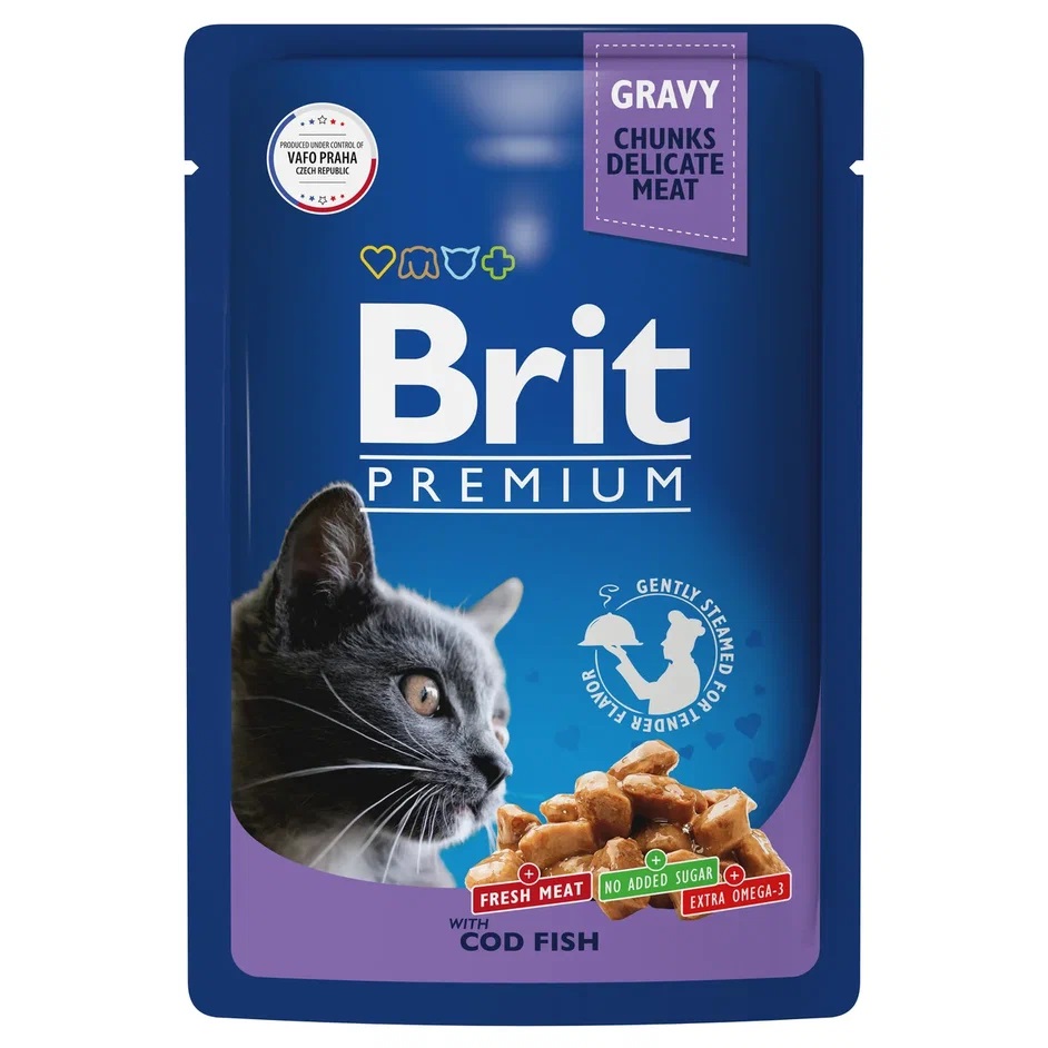 

Brit Premium пауч для кошек (кусочки в соусе) (Треска, 85 г.)