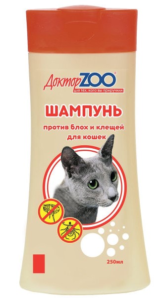 Доктор ZOO Шампунь для кошек против блох и клещей (250 мл.)