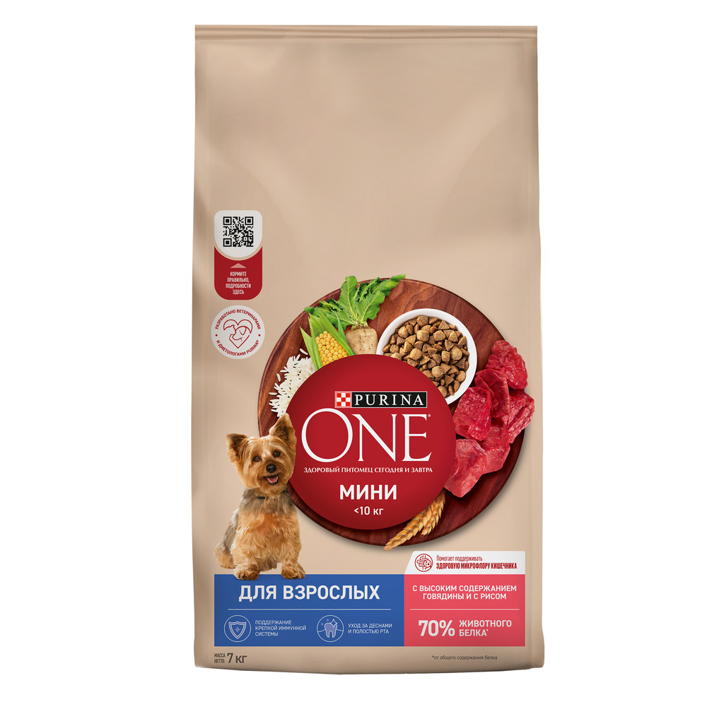 

Purina One Мини "Взрослая" для собак мелких пород старше 1 года (Говядина, 7 кг.)