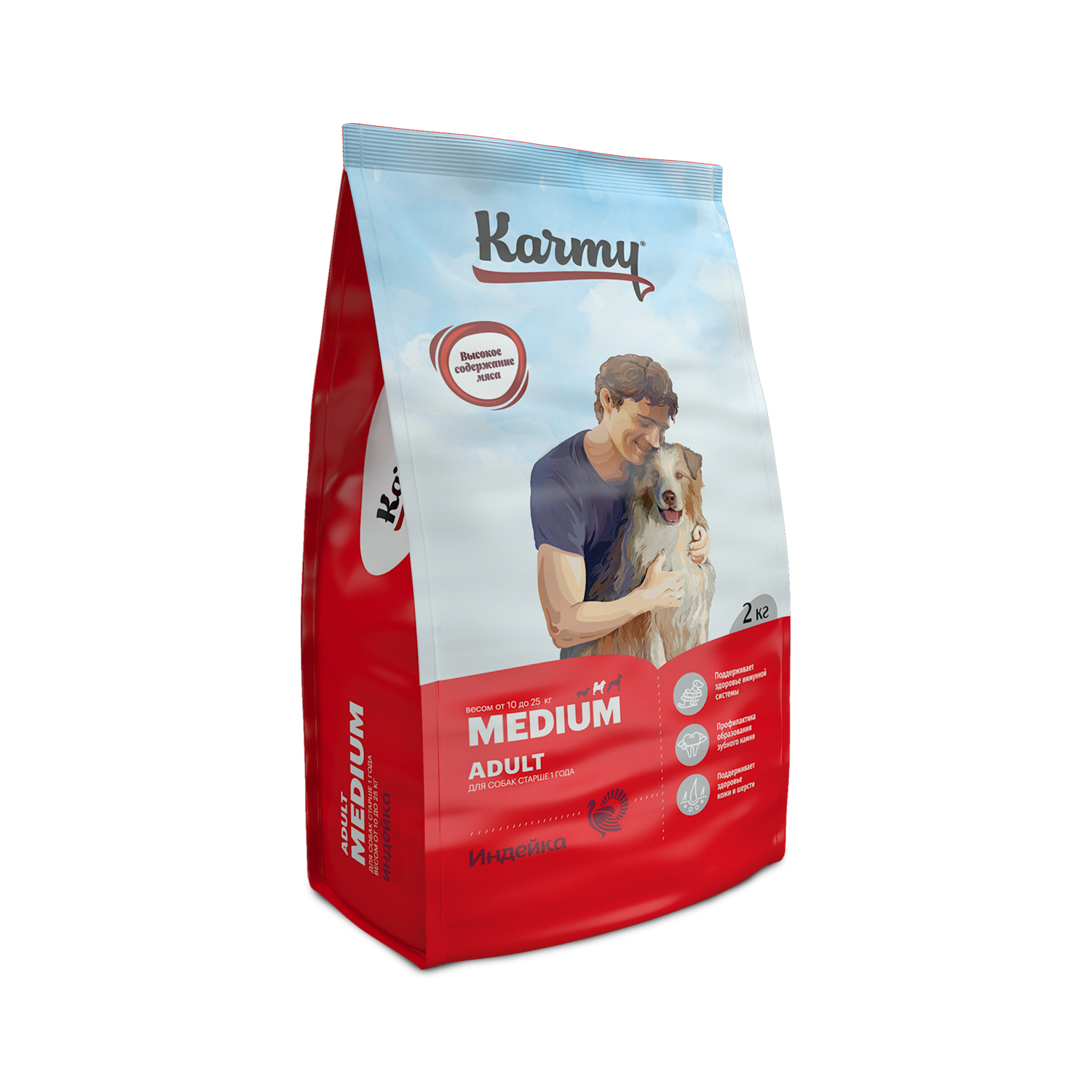 Karmy Medium Adult сухой корм для собак средних пород (Индейка, 2 кг.)