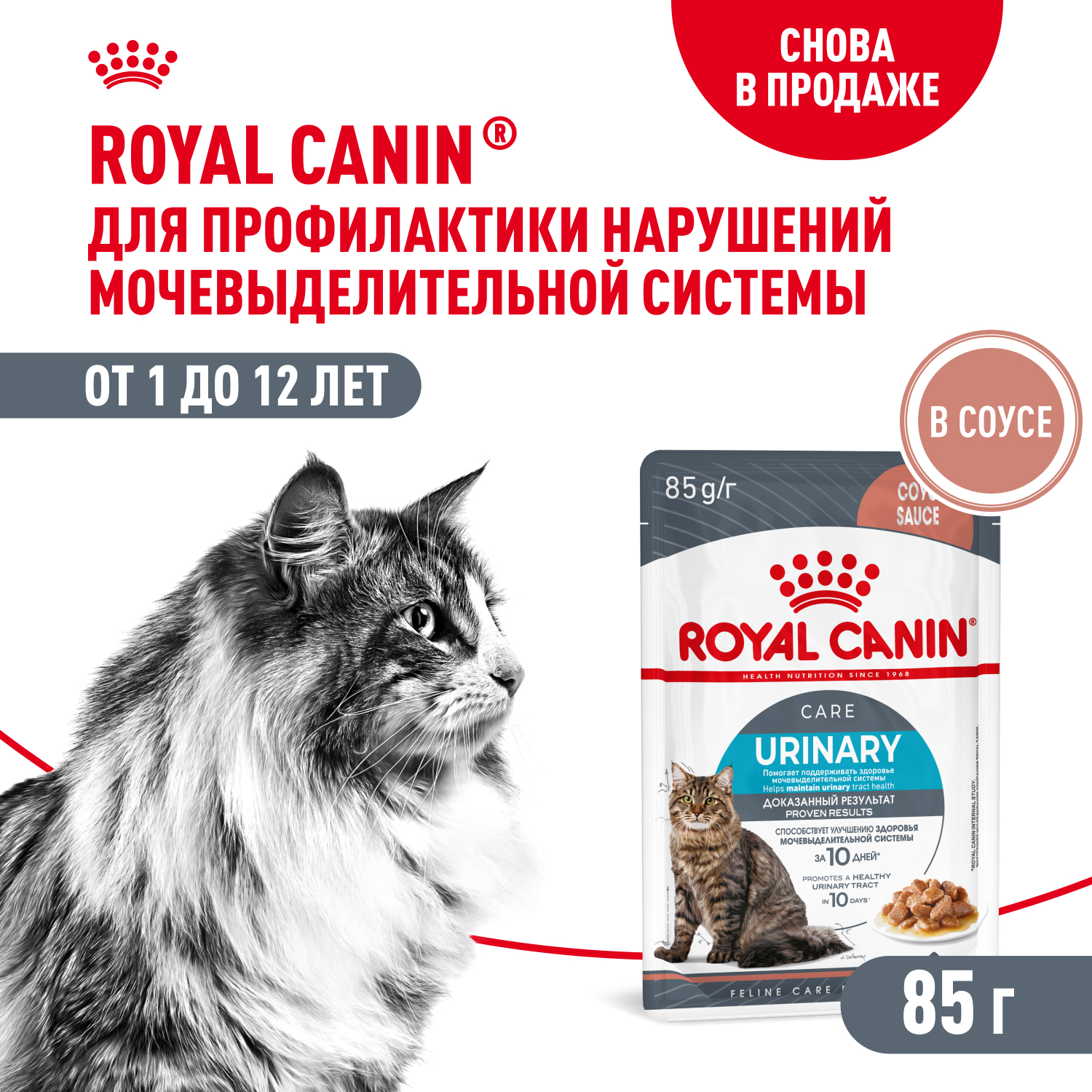 Royal Canin Urinary Care пауч для профилактики МКБ у кошек (кусочки в соусе) (Птица, 85 г.)