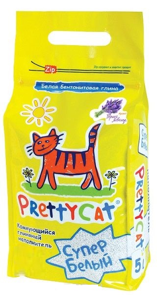 PrettyCat Супер белый наполнитель минеральный комкующийся с ароматом лаванды (20 кг., 23 л.), размер 20 кг.