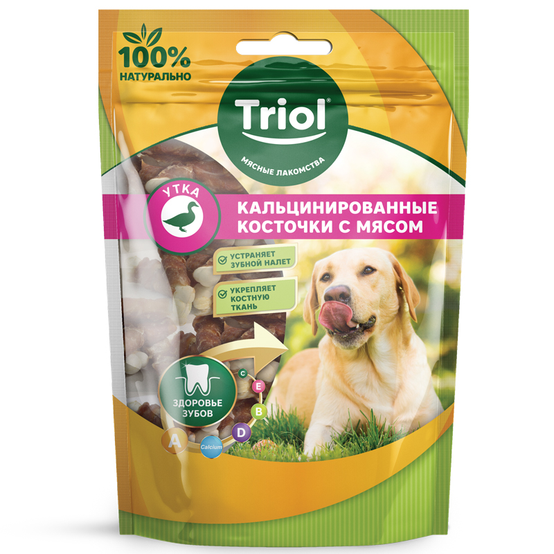 Triol лакомство для собак Кальцинированные косточки (Утка, 70 г.)