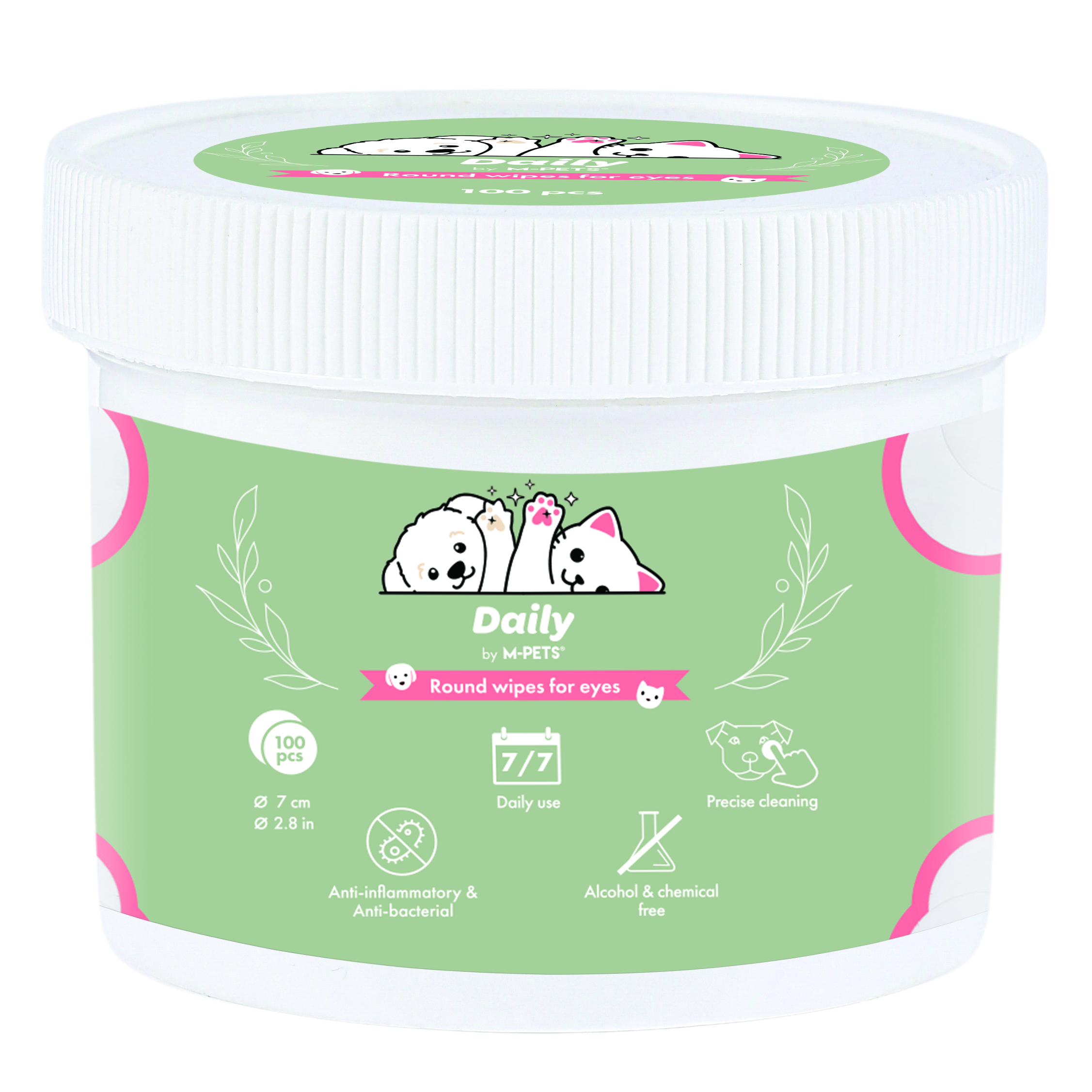 M-Pets Daily очищающие салфетки для глаз собак и кошек (100 шт.)